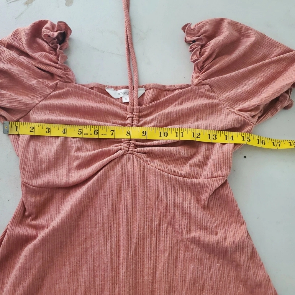 AMARYLISS Puff Sleeve Puff Rouched Dress in Rust - Picture 7 of 13
